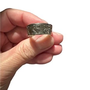 Silver America Engraved Band Ring